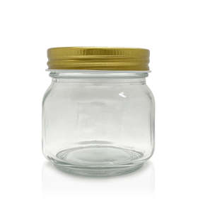 Sub Jars Best Selling Jars: Cube Jar - Clear Glass with Gold Metal Lid 250mls