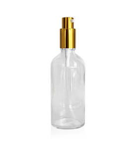 100ml Glass Bottle with Pump and Gold Lid