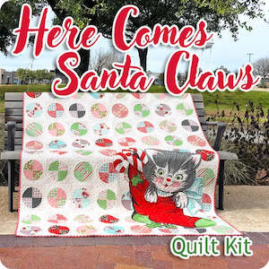 Quilt Kits: Urban Chiks Kitty Christmas for Moda - 'Here Comes Santa Claws' Quilt Kit