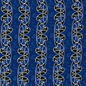 Maori Prints: Koru - Blue with black and white