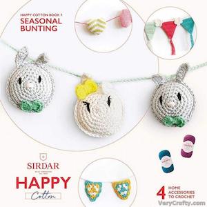 DMC Happy Cotton Pattern Booklet 4 - Amigurumi Seasonal Bunting with Hearts, Pen&hellip;