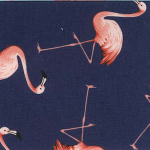 Sale Fabrics: Nagai - Flamingos on Navy background