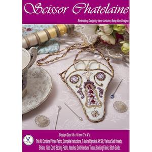 Sale Needlework: Betsy Bee Designs Embroidery Kit - Scissors Chatelaine