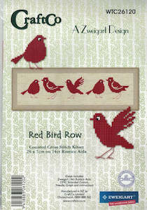 Sale Needlework: CraftCo Cross-stitch kit - Red Birds on Aida Rustico