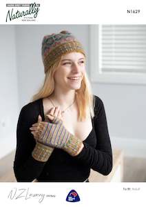 Knitting Patterns: Naturally Knitting Pattern N1629 - Colourwork Hat and Fingerless Gloves in 8-ply / DK