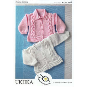 Sale Patterns: UKHKA 68  - Two Cabled Cardigans in DK / 8-ply for ages 0 months to 6 years