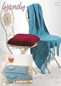 Sale Patterns: Wendy Knitting Pattern 5610 - Throw, Cushion Cover, Place mats & Coasters in 8-ply / DK