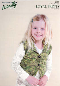 Naturally 1: Naturally Knitting Pattern K618 - Childrens button-front Vest with cables in 8-ply / DK