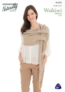 Naturally 1: Naturally Knitting Pattern N1395 - Ladies Asymetrical Shawl in 4-ply / Fingering weight