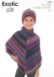 Naturally 1: Naturally Knitting Pattern K748 - Girls Poncho & Hat for ages 1-10 in 12-ply / Aran for ages 1-10