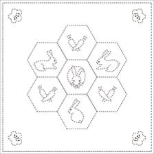 Daruma - Pre-printed Sashiko Sampler in Rabbit design on White Fabric