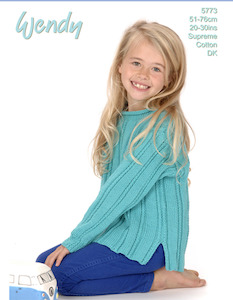 Sale Patterns: Wendy Knitting Pattern 5773 - Girls Roll-Neck Sweater in 8-ply / DK for ages 8 to 16