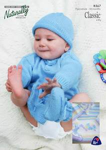 Naturally Knitting Pattern K567 - Babys Sweater, Hat & Booties in 4-Ply / Finger&hellip;