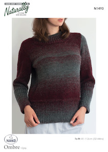 Naturally Knitting Pattern N1493 - Ladies Pullover with high neck in 12-ply / Aran
