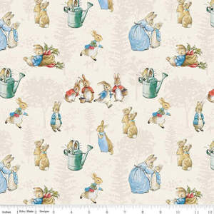 The Tale of Peter Rabbit - Vignettes of Peter & Friends on a Cream Background