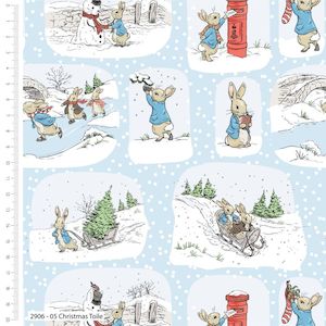 Peter Rabbit: Peter Rabbit Christmas - The Most Wonderful Time of the Year - Christmas Toile Scenes on Blue