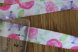 Flowers: 4.9m Pastel Pink and Purple Roses FOE Fold Over Foldover Elastic 15mm