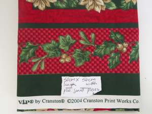 50cm L x 56cm wide Red and Green Cranton Print works  Christmas fabric 100% cott&hellip;