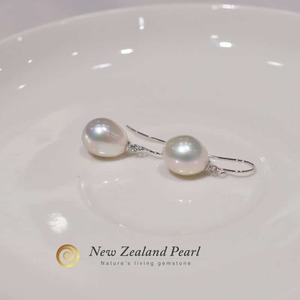 Sterling Silver White Colour Baroque Freshwater Pearl Hook Earrings New Zealand Pearl