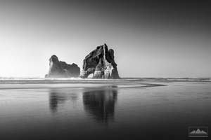 Seascapes: Wharariki Beach - Black and White | Gift Print