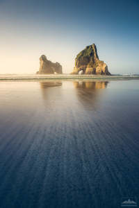 Wharariki Beach - Reflected Archway Islands | Gift Print