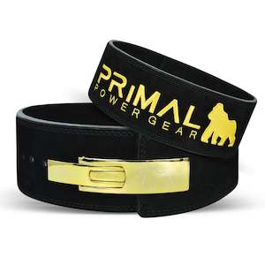 Primal Lifting Gear: LEVER BELT BLACK WITH GOLD