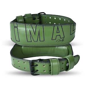 Leather Belt: Military Green Embroidered leather belt (NEW)