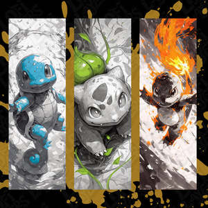 Hueforge Bookmarks: Pokémon Kanto Starter HueForge Bookmark Set