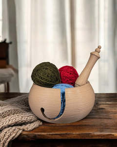Wooden Kit Yarn Bowl and Hook Case