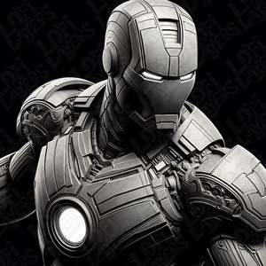 Marvel Comic Prints: Marvel Ironman Grey HueForge