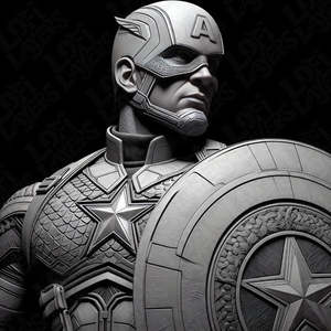 Marvel Comic Prints: Marvel Captain America Relief Style HueForge
