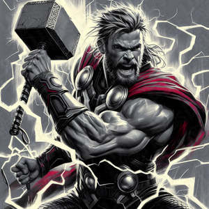 Marvel Comic Prints: Marvel Thor & Mjolnir HueForge