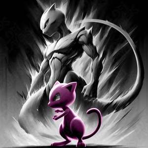 Pokemon Prints: Pokémon Mew and Mewtwo HueForge
