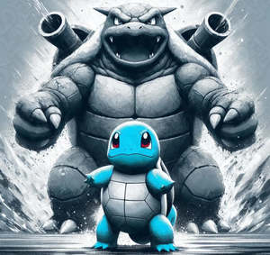 Pokemon Prints: Pokémon Squirtle Evolution HueForge