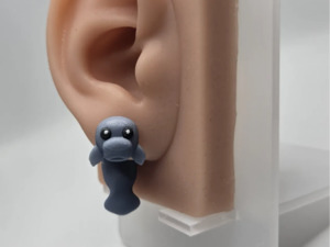 Earrings: Animal Manatee Earring with Hanging Body