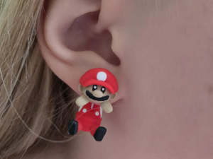 Super Mario Mario Earrings with Hanging Body