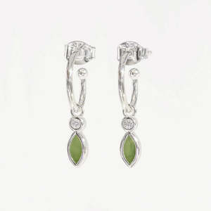Pounamu and Cubic Zirconia Petit Blossom Earrings | Sterling Silver