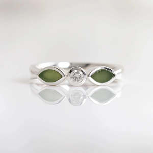 Nick Von K: Pounamu and Cubic Zirconia Blossom Ring | Sterling Silver
