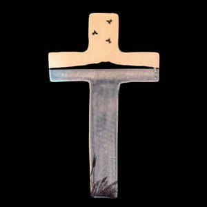 Frankie Harker: Ceramic Cross | Rangitoto With 3 Tuis | XL
