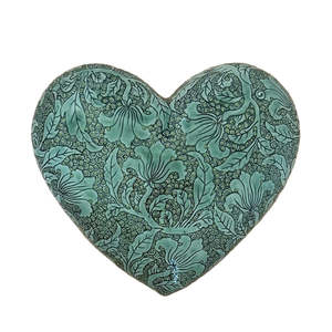 Wall Art: Embossed Green Hanging Heart | Large
