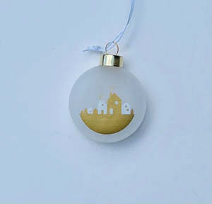 Christmas: Houses Frosted Glass Christmas Bauble