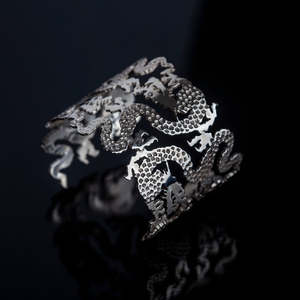 Bangles And Bracelets: RYU Benevolent Dragon Silver Cuff Bangle