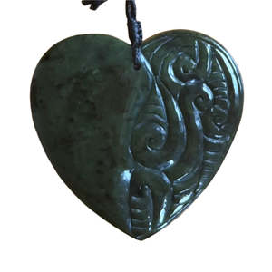 New Zealand Greenstone Jewellery: Pounamu Carved Heart Pendant