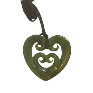 New Zealand Greenstone Jewellery: Triple Koru Heart Pounamu Pendant