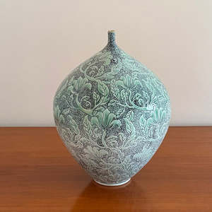 Intaglio Green Bottle Vase