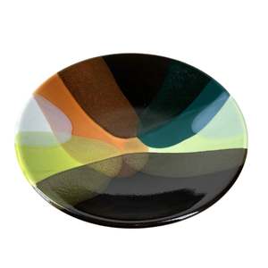Brian Gartside: Medium Shallow Bowl |Brown & Lime Splash