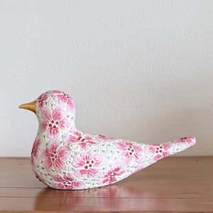 New: Intaglio Pink & White Floral Bird