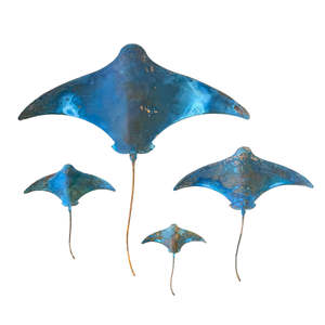 Wall Art: Blue Copper Stingrays | Set Of 4
