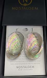 Products: Paua Shell with Silver Dipped Outer Shell Earrings - Toi Toi Maori Art & Gift
