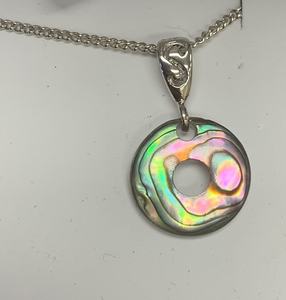Products: Rhodium Plate Paua Circle - Toi Toi Maori Art & Gift
